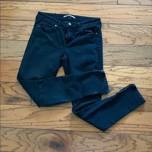 Vince black skinny jeans with zippers at ankles